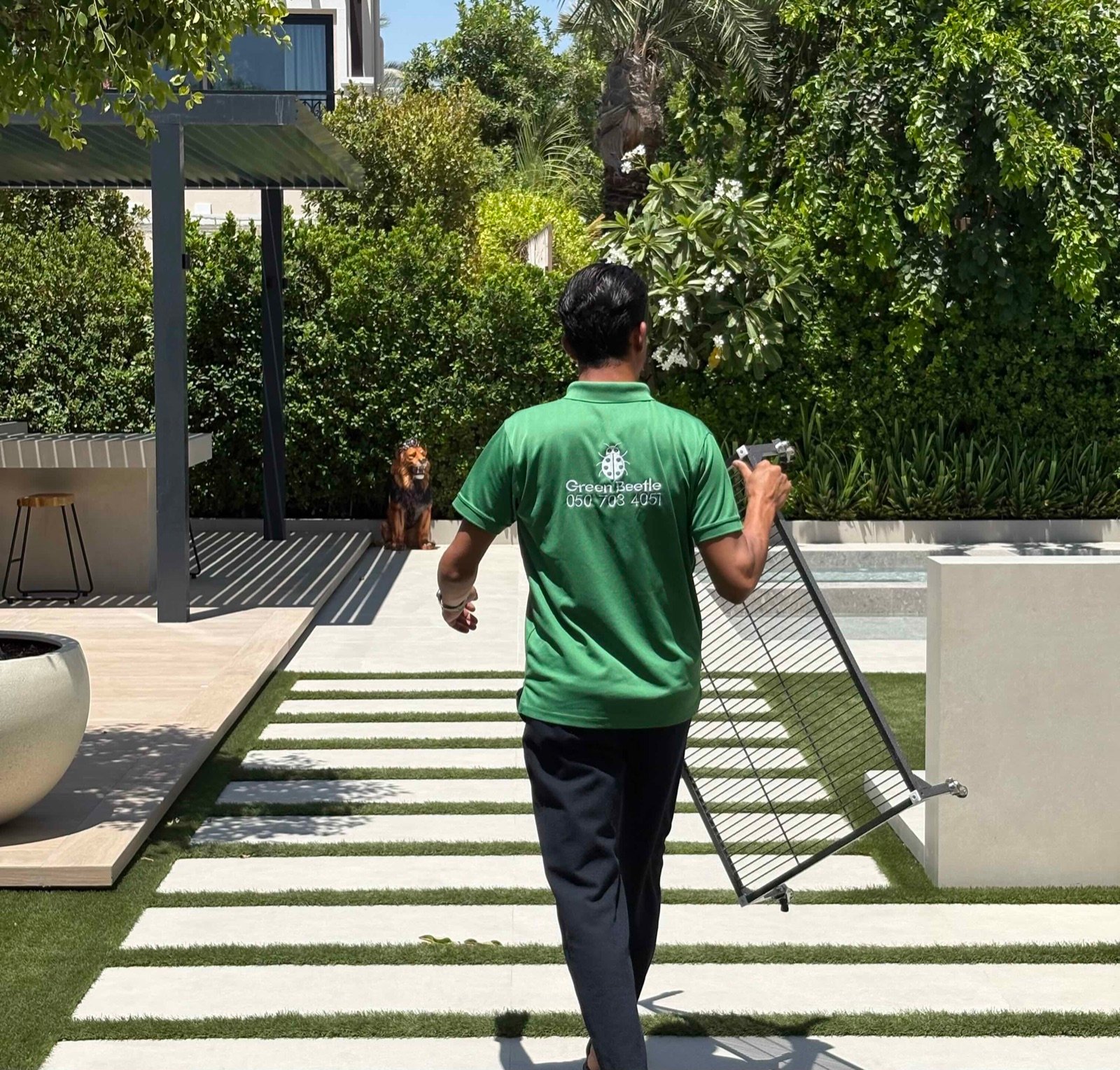 Plant care visit, private villa garden